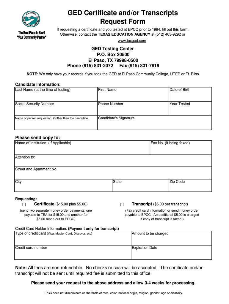 Printable Ged Certificate Form